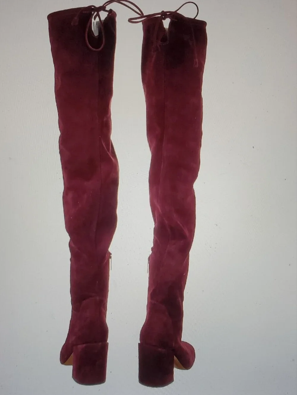 Aquatalia Burgundy Over-the-Knee Block Heel Boots; Size US 8,5